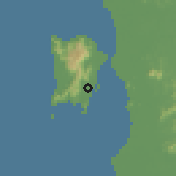 Shaded relief of the 60 km around Bayan Lepas, drawn from the GMTED2010 grid