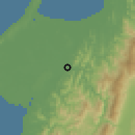 Shaded relief of the 60 km around Beaufort, drawn from the GMTED2010 grid