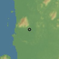 Shaded relief of the 60 km around Bedong, drawn from the GMTED2010 grid