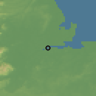 Shaded relief of the 60 km around Beluran, drawn from the GMTED2010 grid