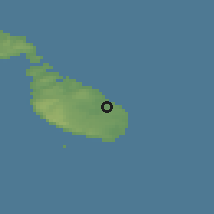 Shaded relief of the 55 km around Birgu, drawn from the GMTED2010 grid