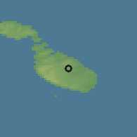 Shaded relief of the 55 km around Birkirkara, drawn from the GMTED2010 grid