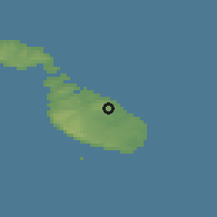 Shaded relief of the 55 km around San Gwann, drawn from the GMTED2010 grid