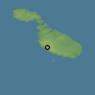 Shaded relief of the 55 km around Dingli, drawn from the GMTED2010 grid