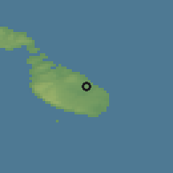 Shaded relief of the 55 km around Floriana, drawn from the GMTED2010 grid
