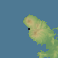 Shaded relief of the 59 km around Saint-Pierre, drawn from the GMTED2010 grid