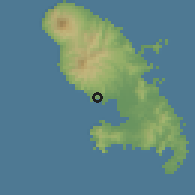 Shaded relief of the 59 km around Fort-de-France, drawn from the GMTED2010 grid