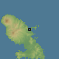Shaded relief of the 59 km around La Trinité, drawn from the GMTED2010 grid