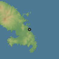 Shaded relief of the 59 km around Le François, drawn from the GMTED2010 grid
