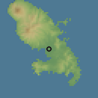 Shaded relief of the 59 km around Le Lamentin, drawn from the GMTED2010 grid