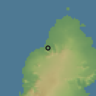 Shaded relief of the 59 km around Beau Bassin-Rose Hill, drawn from the GMTED2010 grid