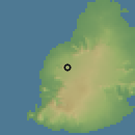 Shaded relief of the 58 km around Quatre Bornes, drawn from the GMTED2010 grid