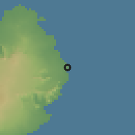 Shaded relief of the 58 km around Quatre Cocos, drawn from the GMTED2010 grid