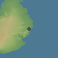 Shaded relief of the 58 km around Quatre Soeurs, drawn from the GMTED2010 grid