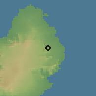 Shaded relief of the 58 km around Queen Victoria, drawn from the GMTED2010 grid