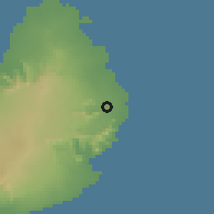 Shaded relief of the 58 km around Bel Air, drawn from the GMTED2010 grid