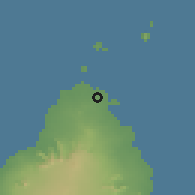 Shaded relief of the 59 km around Roche Terre, drawn from the GMTED2010 grid