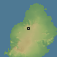 Shaded relief of the 58 km around Saint Pierre, drawn from the GMTED2010 grid