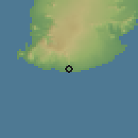 Shaded relief of the 58 km around Surinam, drawn from the GMTED2010 grid