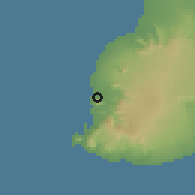 Shaded relief of the 58 km around Tamarin, drawn from the GMTED2010 grid