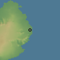 Shaded relief of the 58 km around Trou d'Eau Douce, drawn from the GMTED2010 grid