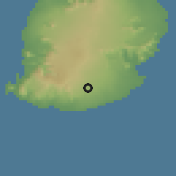 Shaded relief of the 58 km around Britannia, drawn from the GMTED2010 grid