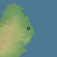 Shaded relief of the 58 km around Camp Ithier, drawn from the GMTED2010 grid
