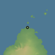 Shaded relief of the 59 km around Cap Malheureux, drawn from the GMTED2010 grid