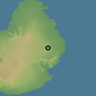 Shaded relief of the 58 km around Clémencia, drawn from the GMTED2010 grid