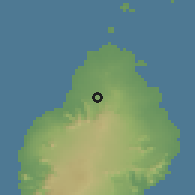Shaded relief of the 59 km around Congomah, drawn from the GMTED2010 grid