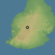 Shaded relief of the 58 km around Curepipe, drawn from the GMTED2010 grid