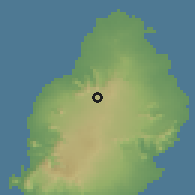 Shaded relief of the 58 km around L'Avenir, drawn from the GMTED2010 grid