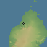 Shaded relief of the 59 km around Le Hochet, drawn from the GMTED2010 grid