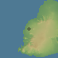Shaded relief of the 58 km around Bambous, drawn from the GMTED2010 grid