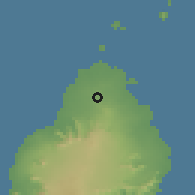 Shaded relief of the 59 km around Mapou, drawn from the GMTED2010 grid