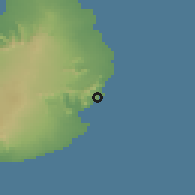 Shaded relief of the 58 km around Bambous Virieux, drawn from the GMTED2010 grid