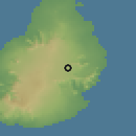 Shaded relief of the 58 km around Montagne Blanche, drawn from the GMTED2010 grid