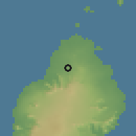 Shaded relief of the 59 km around Pamplemousse, drawn from the GMTED2010 grid