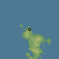 Shaded relief of the 60 km around Handrema, drawn from the GMTED2010 grid
