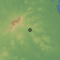 Shaded relief of the 58 km around Cerro Azul, drawn from the GMTED2010 grid