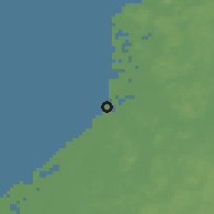 Shaded relief of the 59 km around Champotón, drawn from the GMTED2010 grid