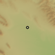 Shaded relief of the 57 km around Ciénega de Flores, drawn from the GMTED2010 grid