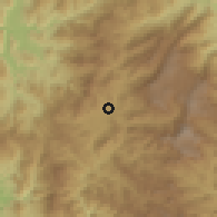 Shaded relief of the 59 km around Coalcomán de Vázquez Pallares, drawn from the GMTED2010 grid