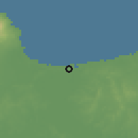 Shaded relief of the 59 km around Coatzacoalcos, drawn from the GMTED2010 grid