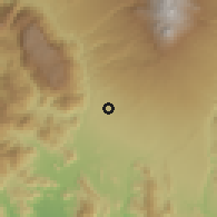 Shaded relief of the 59 km around Comala, drawn from the GMTED2010 grid