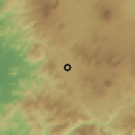 Shaded relief of the 58 km around Compostela, drawn from the GMTED2010 grid