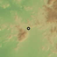 Shaded relief of the 57 km around Álamos, drawn from the GMTED2010 grid