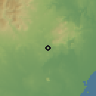 Shaded relief of the 58 km around Aldama, drawn from the GMTED2010 grid