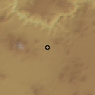 Shaded relief of the 58 km around El Arenal, drawn from the GMTED2010 grid