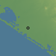 Shaded relief of the 58 km around Eldorado, drawn from the GMTED2010 grid
